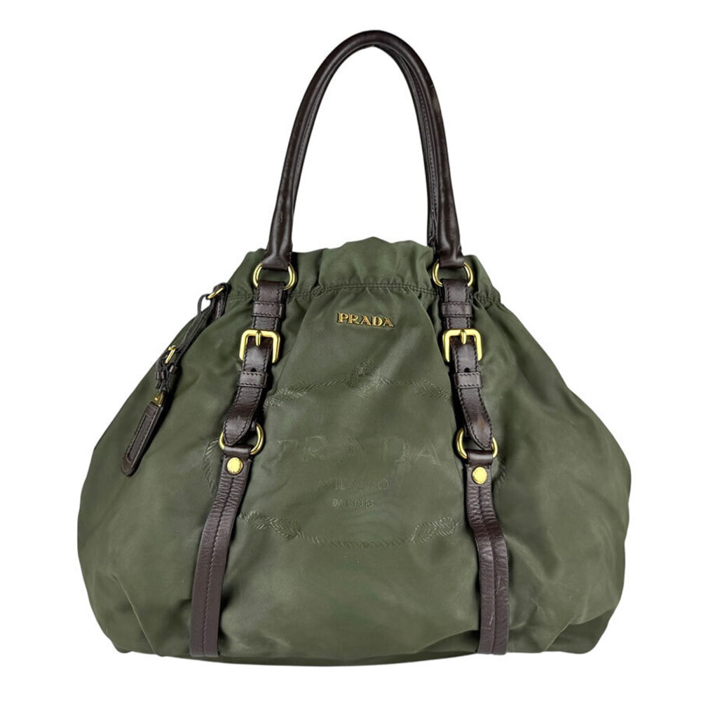 Prada Tessuto 2Way Shoulder Bag Khaki Green